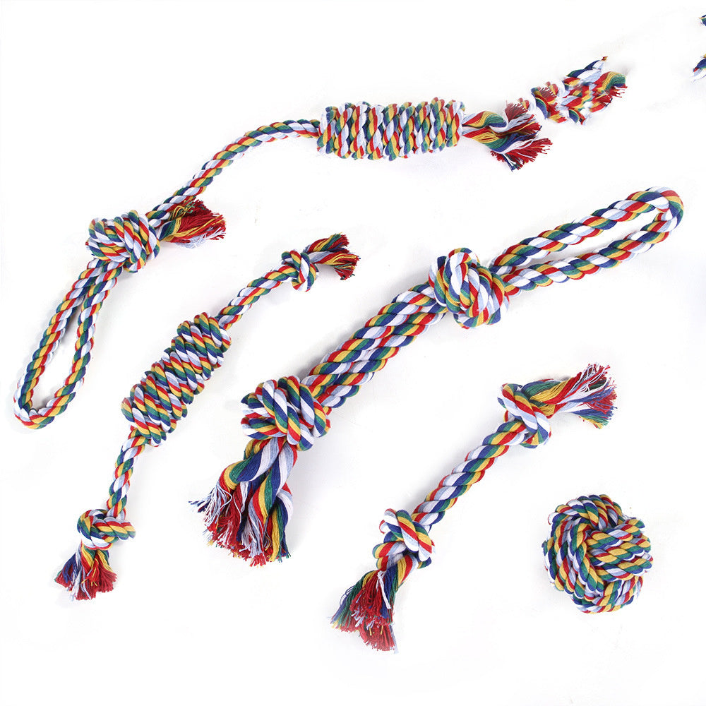 JMT-427210 Dog Bite-Resistant Cotton Rope Knot Toy Set - Multiple Sizes Available