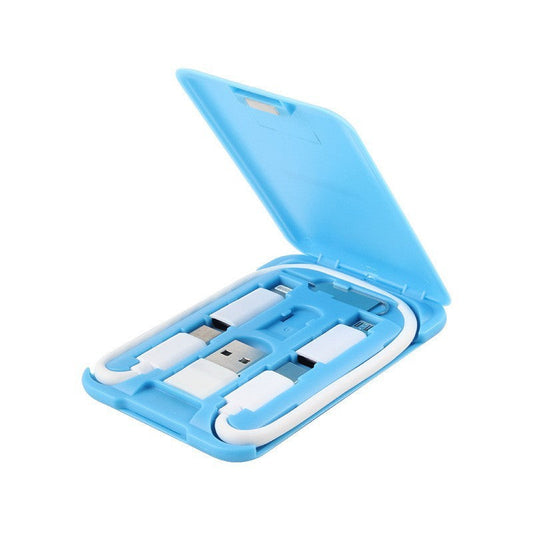JMT-427402 Multi-Function Portable Data Cable Business Card Holder with Lightning, Micro USB, Type-C, OTG Interfaces - 20cm Length