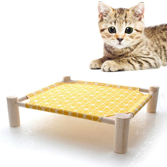 JMT-427530 Elevated Solid Wood Pet Bed with Removable Washable Mats for Cats and Dogs
