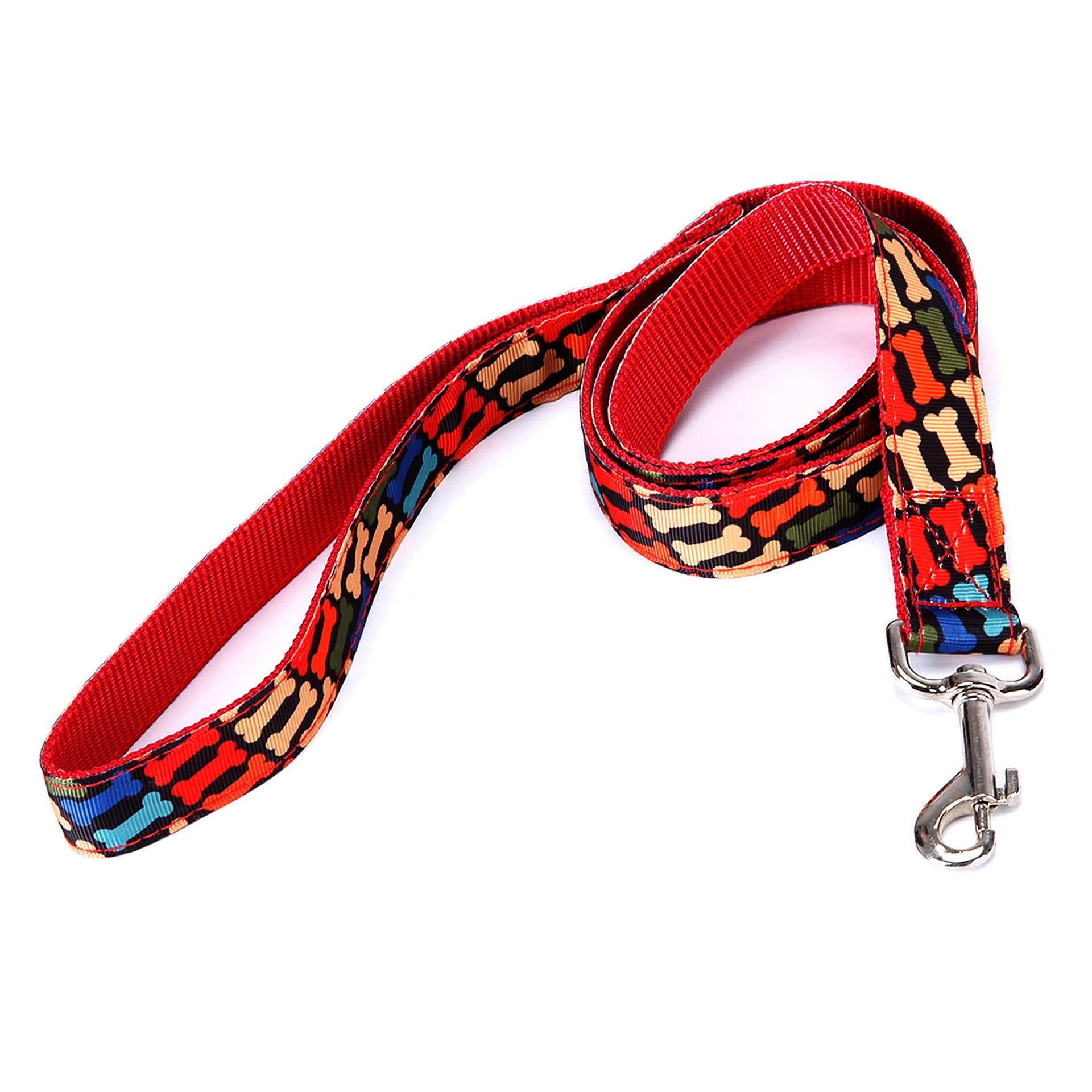 JMT-427722 Multicolor Dog Leash with Check Stripe Design - 2.5cm Width, Imitation Nylon Towing Rope