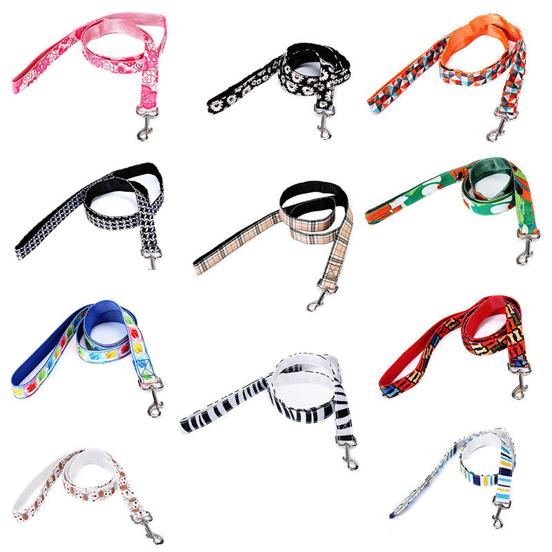 JMT-427722 Multicolor Dog Leash with Check Stripe Design - 2.5cm Width, Imitation Nylon Towing Rope
