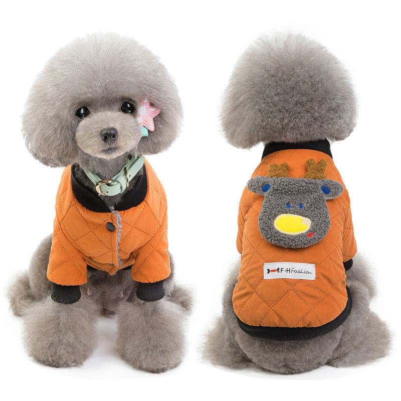 JMT-427850 Padded Dog Jacket for Winter in Fawn Cotton - Available in Orange and Blue, Sizes S to XXL