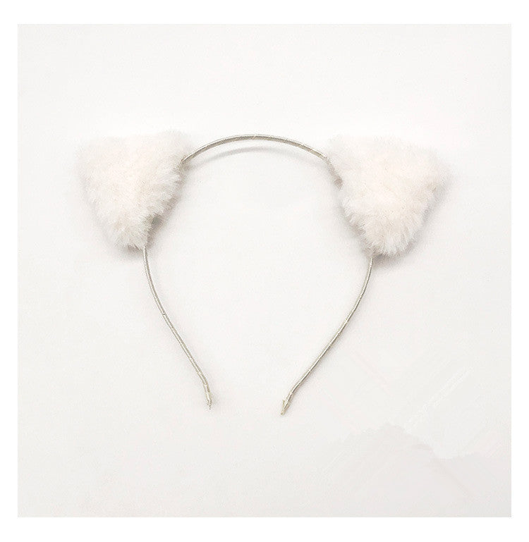 JMT-427914 Cat Ear Cloth Headband for Women - Pink and White Cartoon Design
