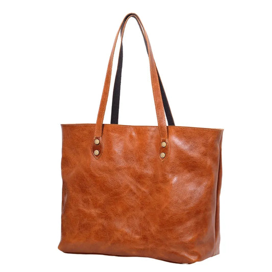 JMT-427914 Women’s Genuine Leather Tote Bag, Vintage Full Grain Cowhide with Cotton Lining, Versatile Double Handle Shoulder Bag for All Seasons