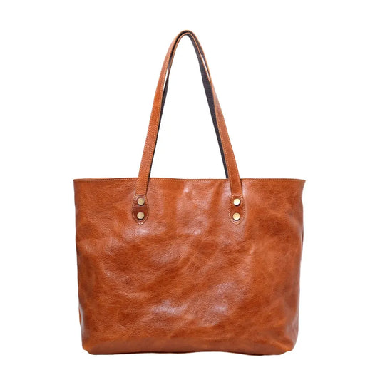JMT-427914 Women’s Genuine Leather Tote Bag, Vintage Full Grain Cowhide with Cotton Lining, Versatile Double Handle Shoulder Bag for All Seasons