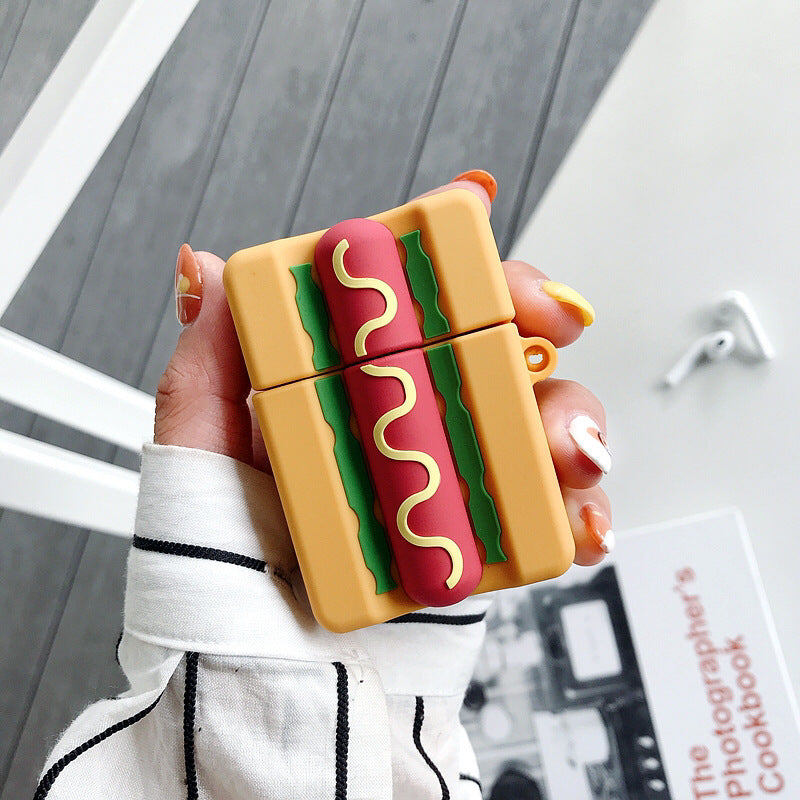 JMT-428042 Hot Dog Bread Earphone Sleeve for iPhone Models with Carabiner Attachment