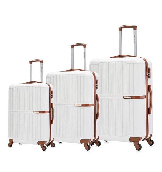 JMT-428106 Customisable ABS Luggage Set 20/24/28 with Leather Carry-On and Universal Wheels
