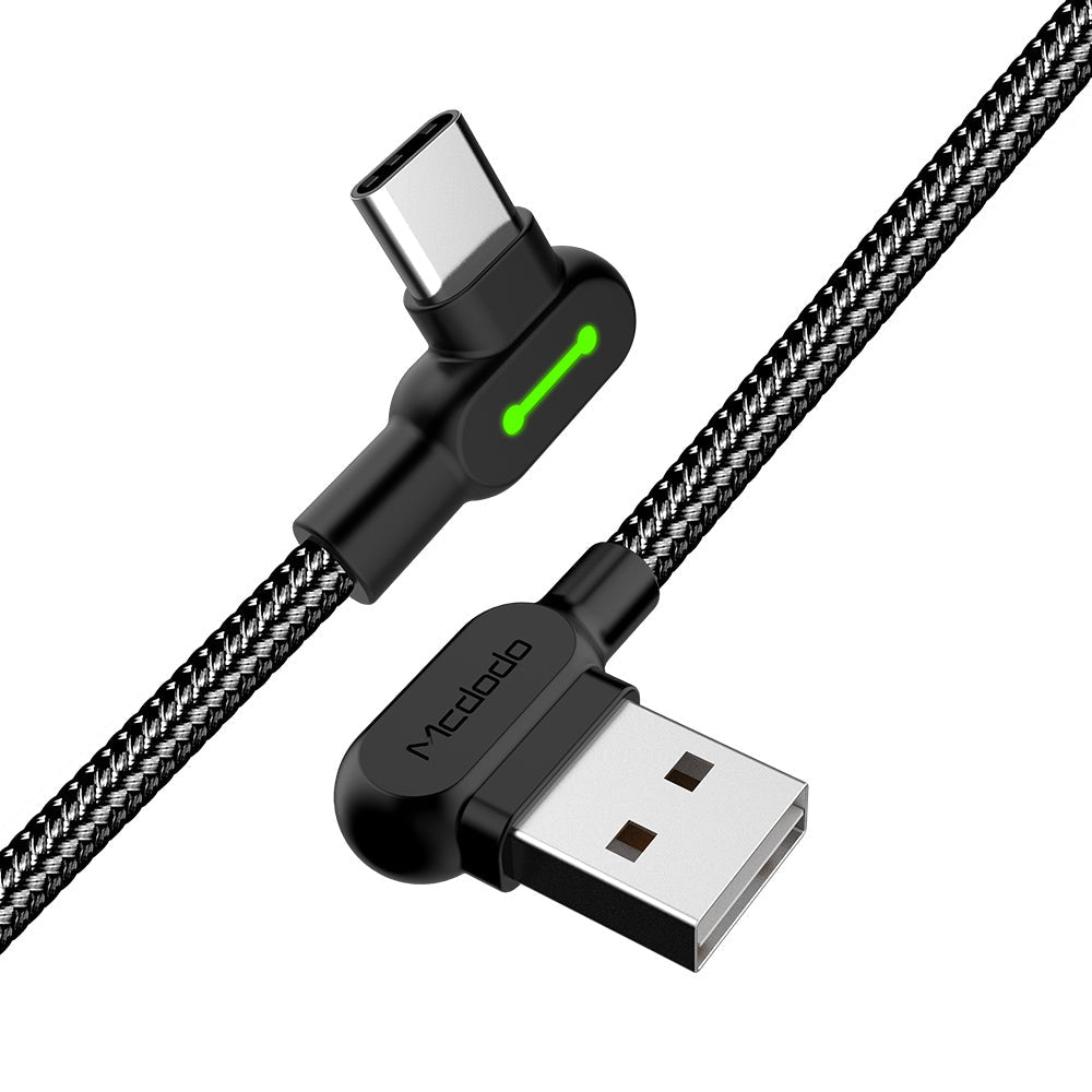 JMT-428554 Double Elbow Braided Charging Cable - Black, TPE & Aluminum Alloy, 2.0A Max