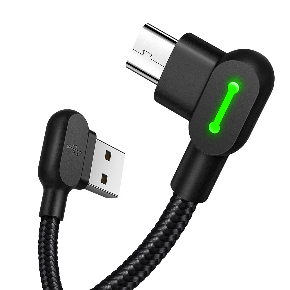 JMT-428554 Double Elbow Braided Charging Cable - Black, TPE & Aluminum Alloy, 2.0A Max