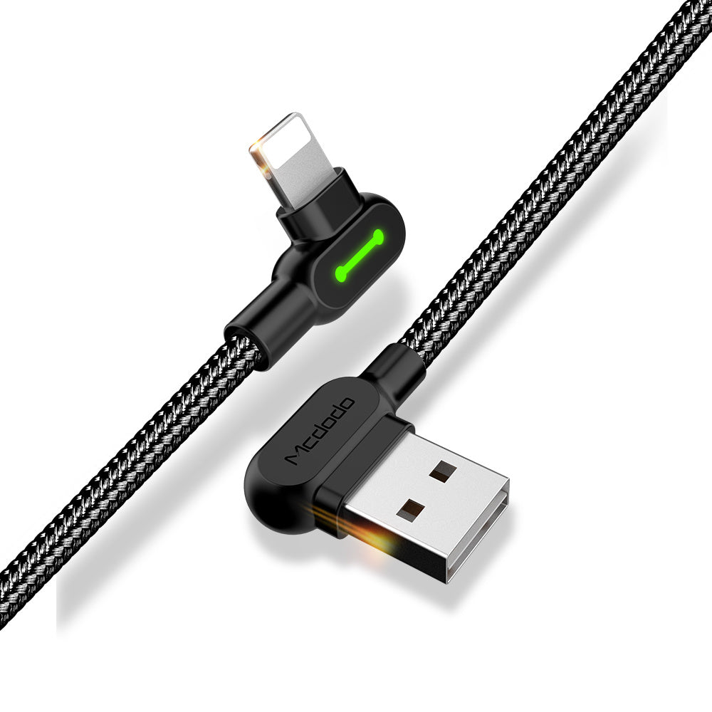 JMT-428554 Double Elbow Braided Charging Cable - Black, TPE & Aluminum Alloy, 2.0A Max