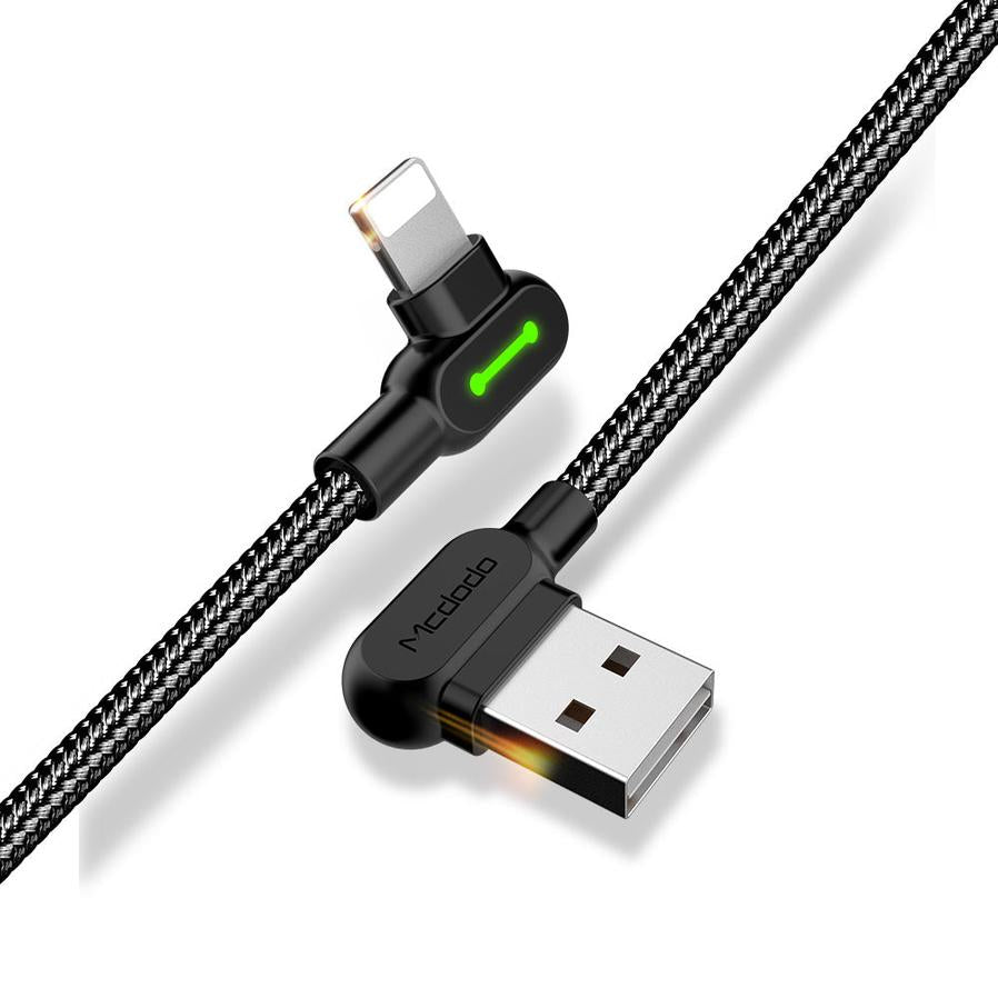 JMT-428554 Double Elbow Braided Charging Cable - Black, TPE & Aluminum Alloy, 2.0A Max