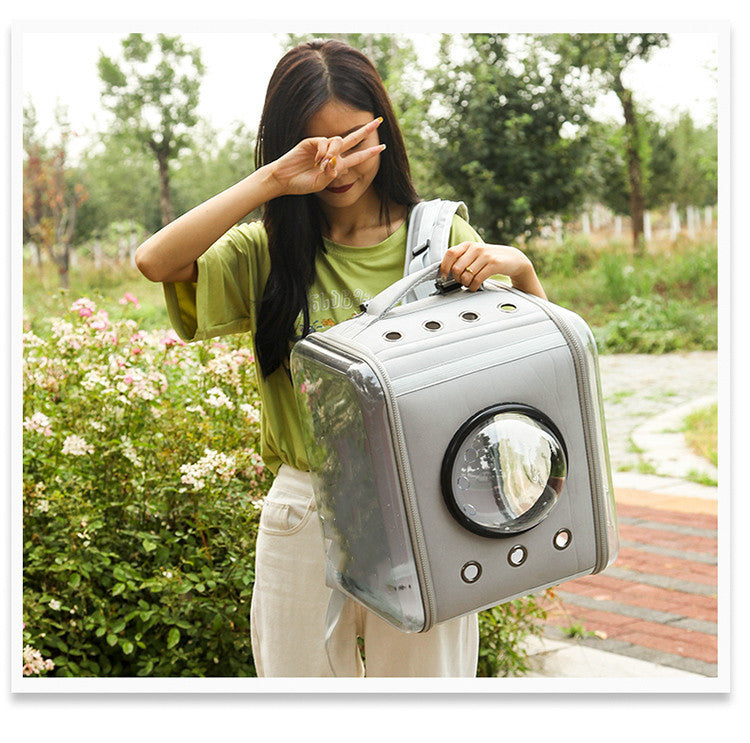JMT-428618 Transparent Space Capsule Cat Backpack - Foldable EVA Pet Carrier