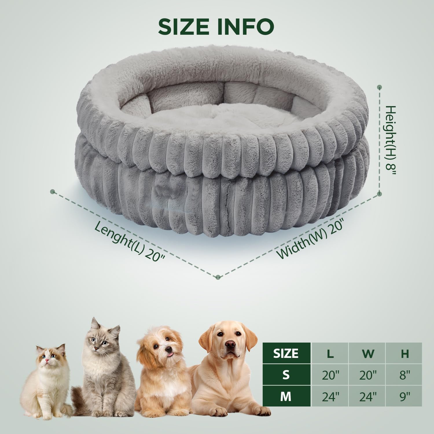 JMT-428682 Soft Plush Faux Fur Cat Bed for Indoor Cats and Kittens with Anti-Slip Bottom - Washable and Cozy Design