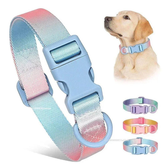 JMT-428874 Adjustable Nylon Dog and Cat Collar - Gradient Colors for Small to Large Pets