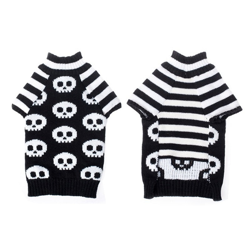 JMT-429450 Skull Design Acrylic Halloween Sweater for Pets - Sizes XXS to XL