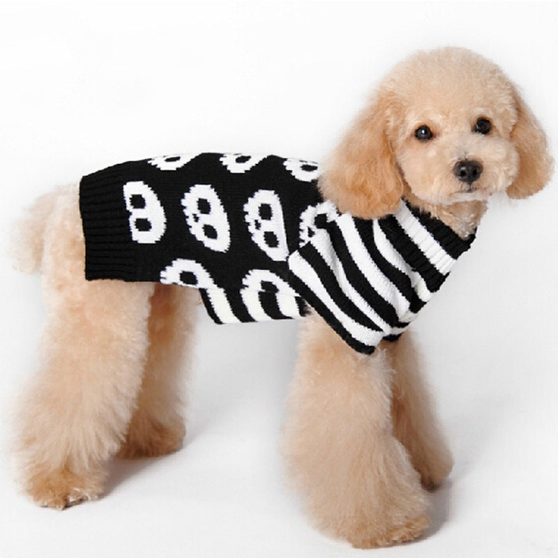 JMT-429450 Skull Design Acrylic Halloween Sweater for Pets - Sizes XXS to XL