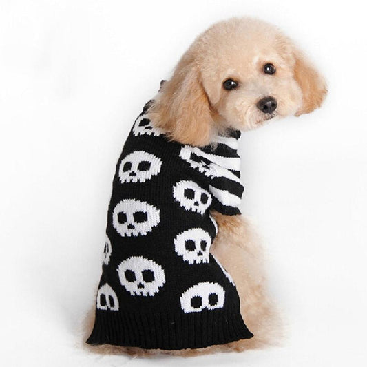 JMT-429450 Skull Design Acrylic Halloween Sweater for Pets - Sizes XXS to XL