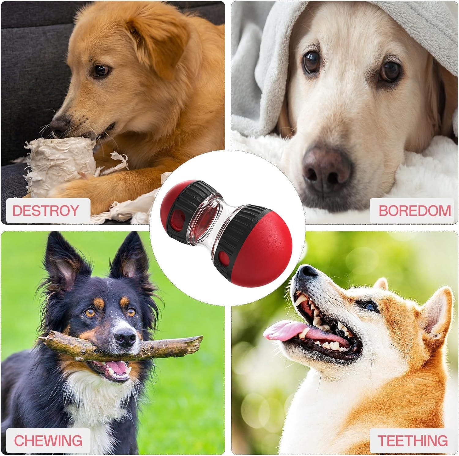 JMT-429514 Interactive Slow Feeder Puzzle Toy for Dogs - Adjustable Treat Dispenser Ball for Mind and Body Stimulation