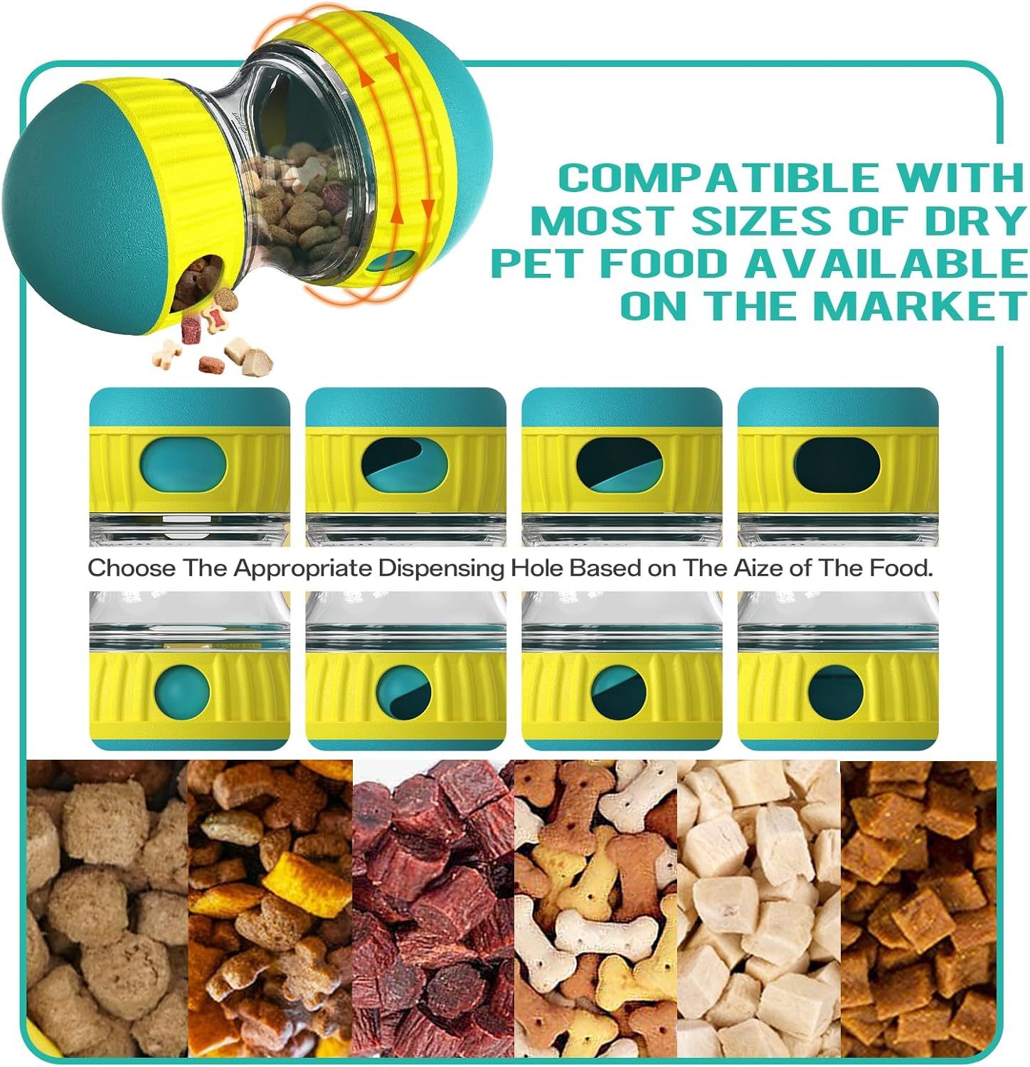 JMT-429514 Interactive Slow Feeder Puzzle Toy for Dogs - Adjustable Treat Dispenser Ball for Mind and Body Stimulation