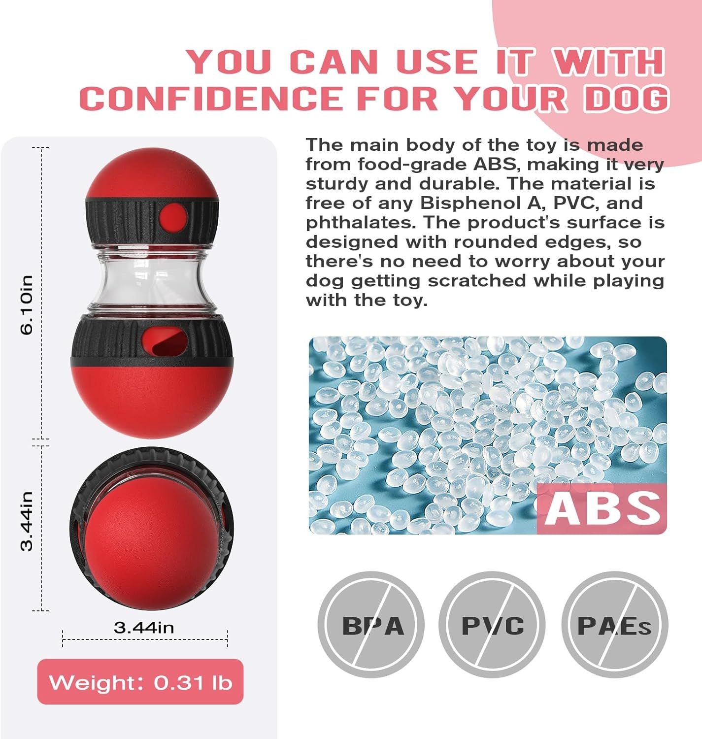 JMT-429514 Interactive Slow Feeder Puzzle Toy for Dogs - Adjustable Treat Dispenser Ball for Mind and Body Stimulation