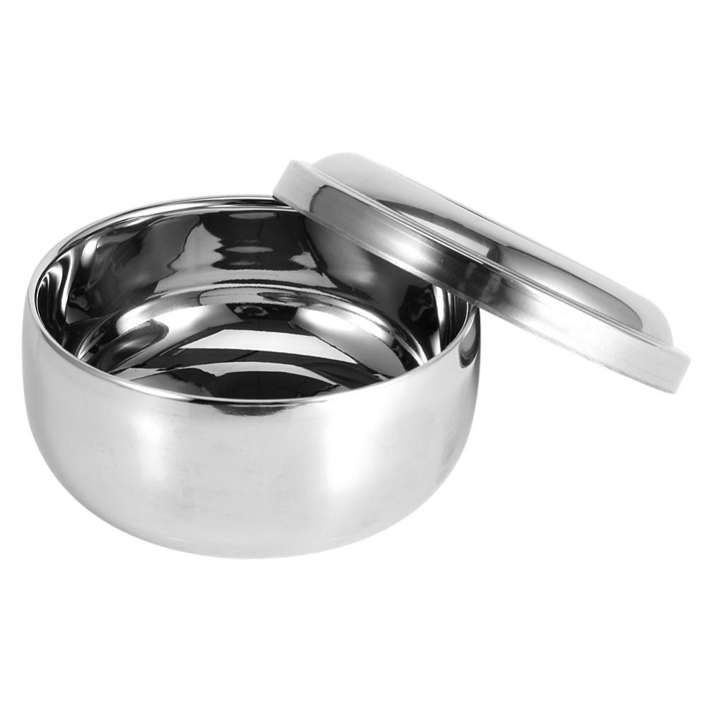 JMT-429514 Men's Stainless Steel Shaving Soap Bowl with Brush Holder - Compact and Durable Design