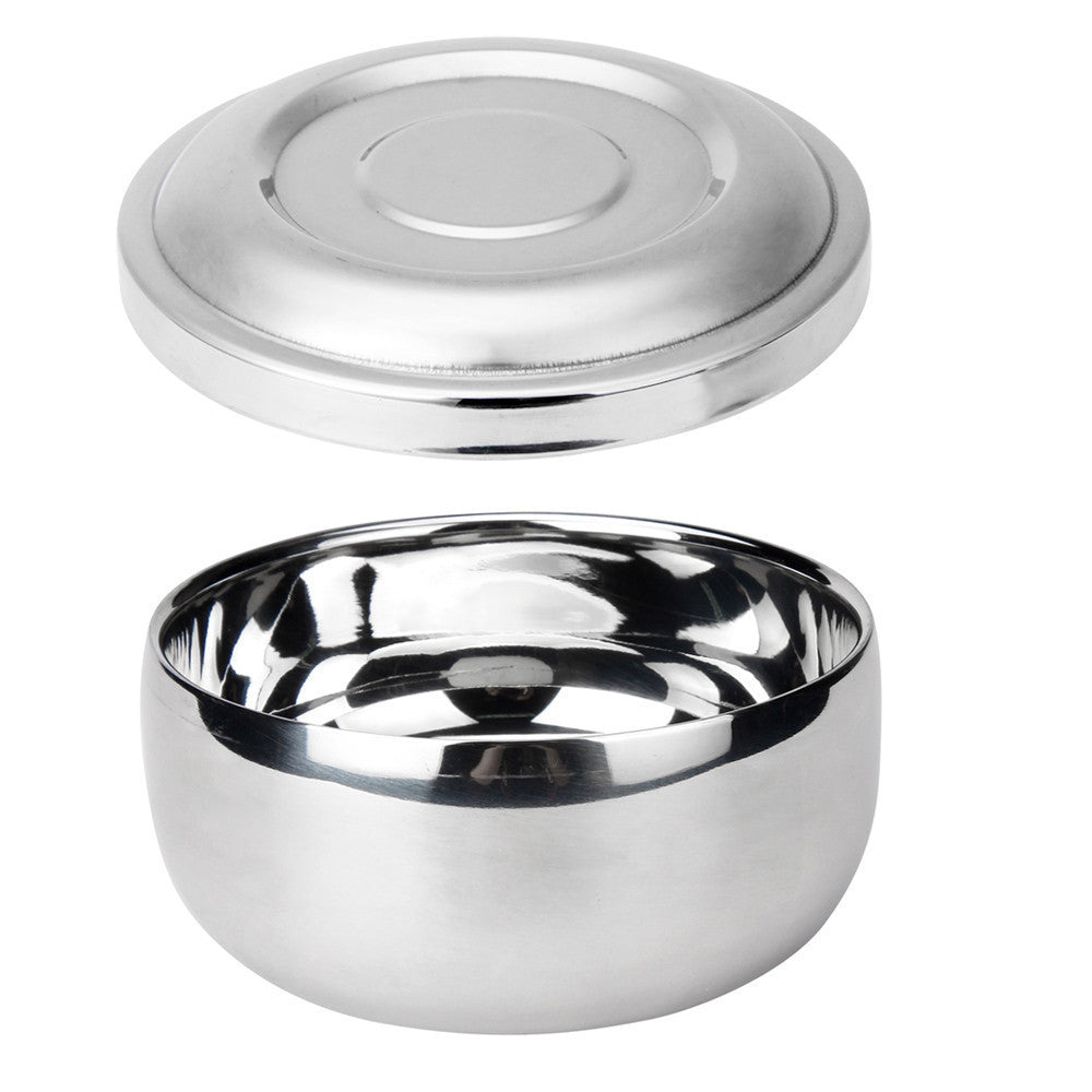 JMT-429514 Men's Stainless Steel Shaving Soap Bowl with Brush Holder - Compact and Durable Design