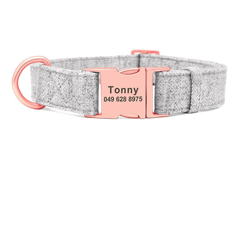 JMT-429706 Adjustable Pet Dog Collar with Engraving and Anti-Lost Features, Non-Woven Fabric, Size S-L