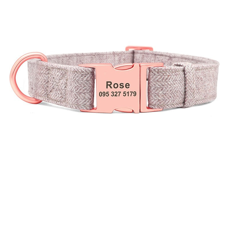JMT-429706 Adjustable Pet Dog Collar with Engraving and Anti-Lost Features, Non-Woven Fabric, Size S-L