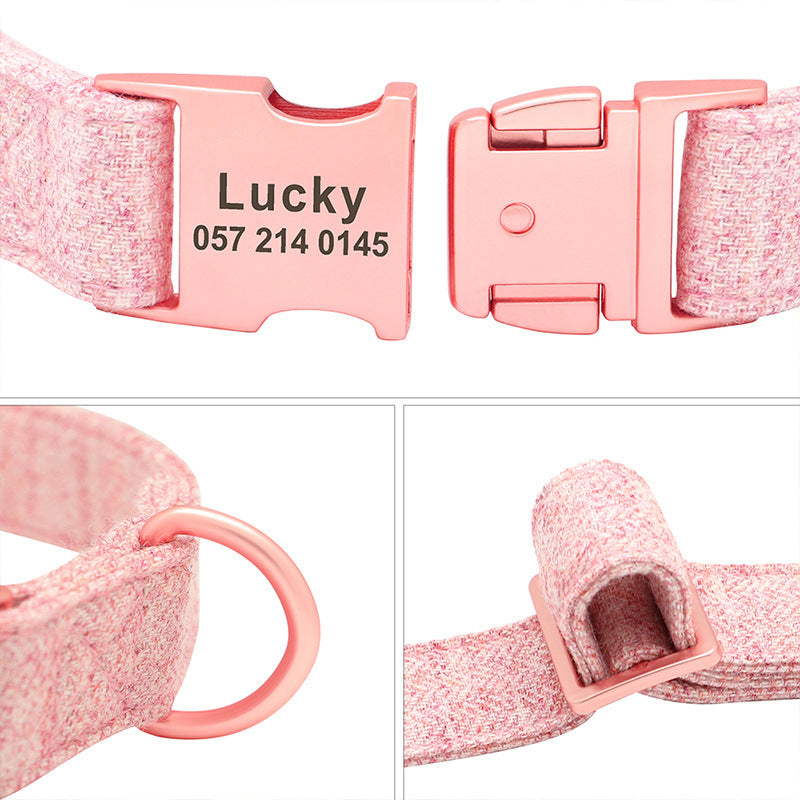 JMT-429706 Adjustable Pet Dog Collar with Engraving and Anti-Lost Features, Non-Woven Fabric, Size S-L