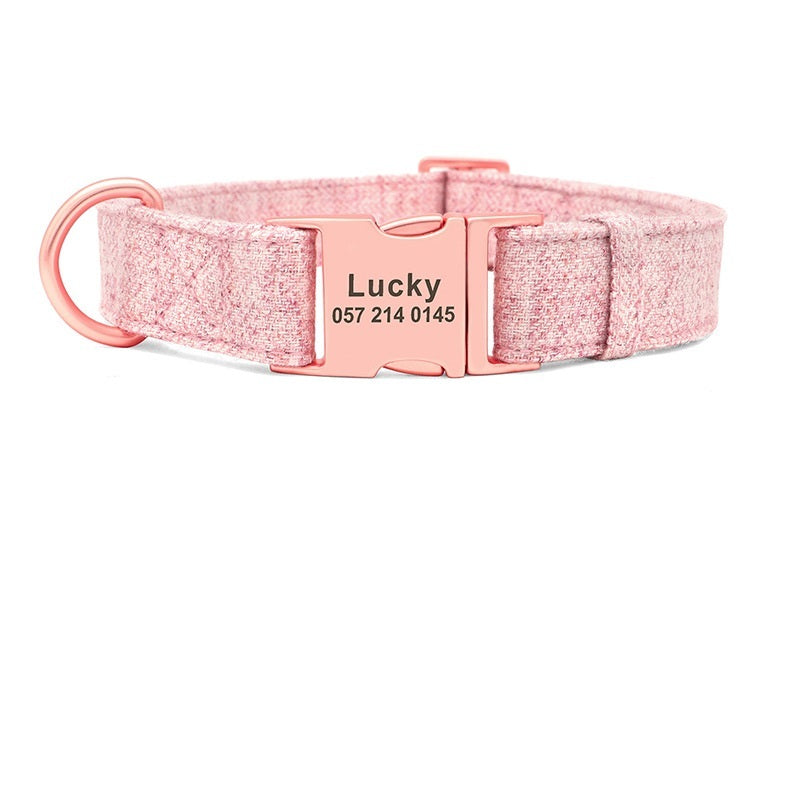 JMT-429706 Adjustable Pet Dog Collar with Engraving and Anti-Lost Features, Non-Woven Fabric, Size S-L