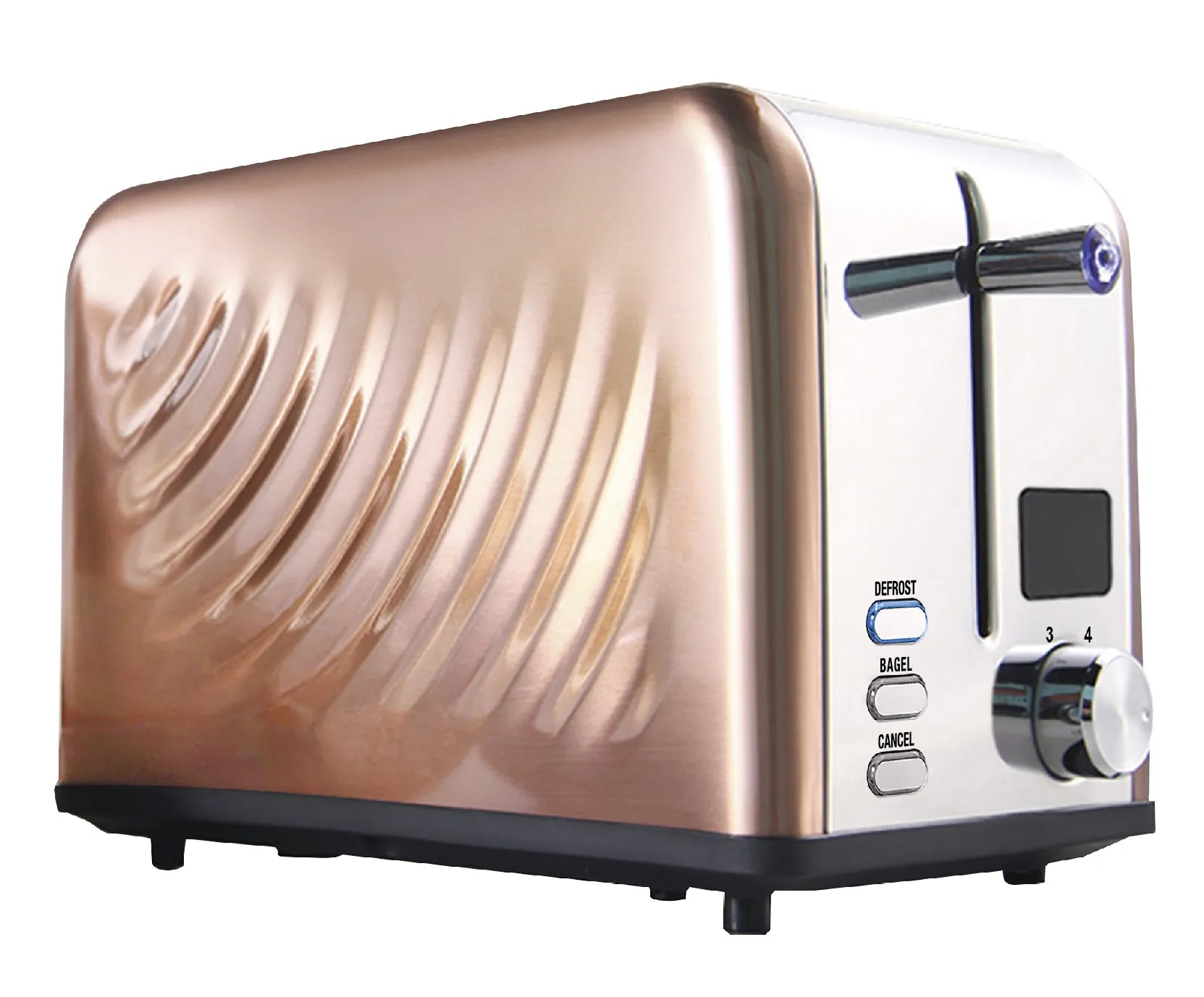 JMT-430474 Compact Electric Stainless Steel Toaster with Extra Wide Slots and LED Display for 2 Slices