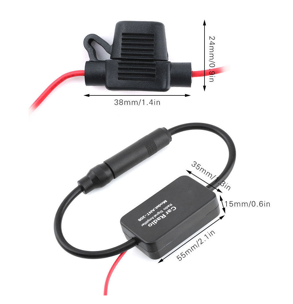JMT-431306 Car Radio Signal Amplifier for Improved AM/FM Reception and Noise Reduction