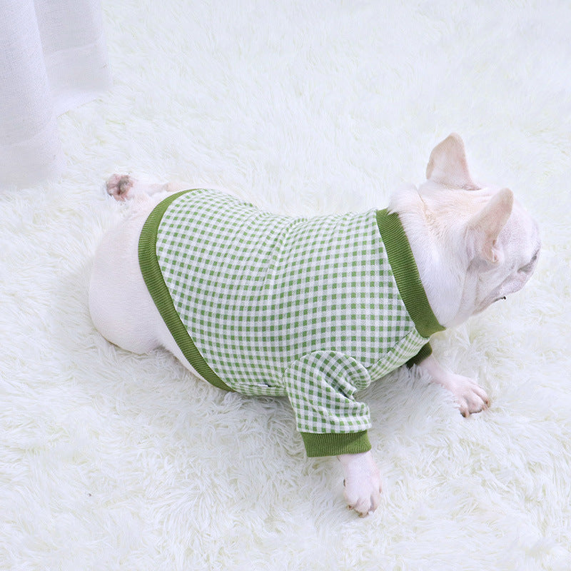 JMT-431306 Cozy Plus Velvet Plaid Dog Sweater for Autumn and Winter in Orange, Gray, and Green