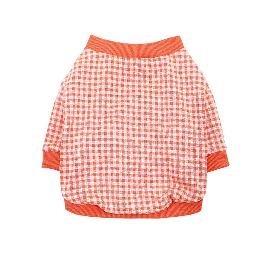 JMT-431306 Cozy Plus Velvet Plaid Dog Sweater for Autumn and Winter in Orange, Gray, and Green