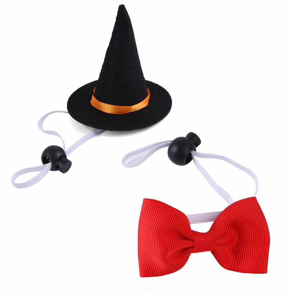 JMT-431498 Halloween Pet Costume with Wizard Hat and Bow Tie, Red and Black Cloth, Casual Style