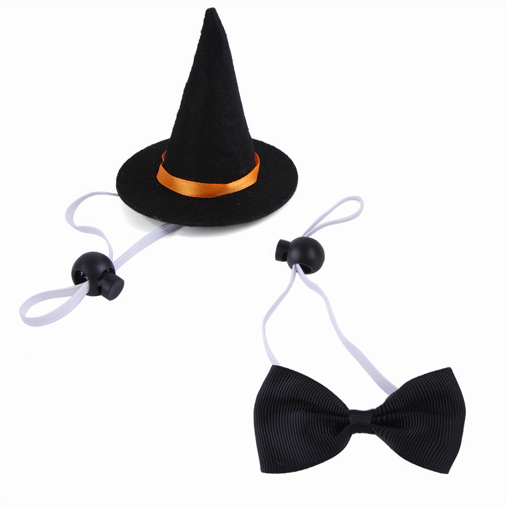JMT-431498 Halloween Pet Costume with Wizard Hat and Bow Tie, Red and Black Cloth, Casual Style