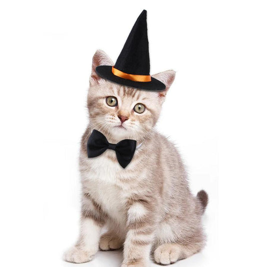 JMT-431498 Halloween Pet Costume with Wizard Hat and Bow Tie, Red and Black Cloth, Casual Style