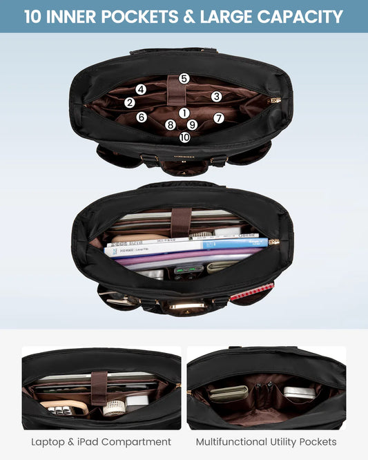 JMT-431498 Spacious Laptop Tote Bag with Multiple Pockets for Office, Travel, and Daily Essentials