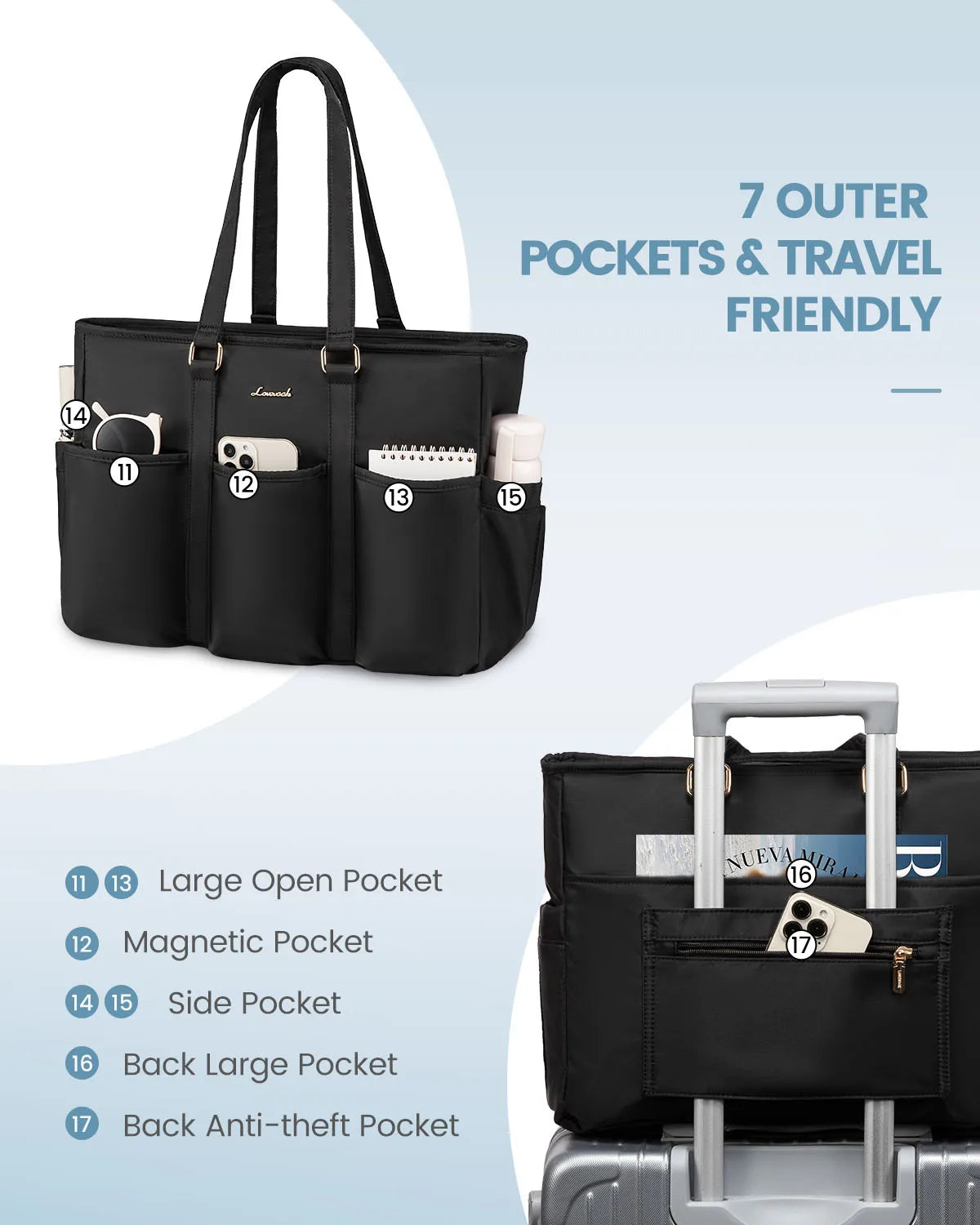 JMT-431498 Spacious Laptop Tote Bag with Multiple Pockets for Office, Travel, and Daily Essentials