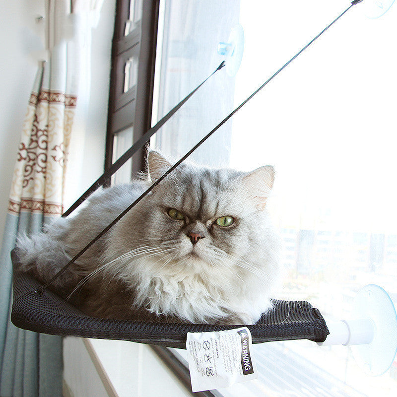 JMT-431690 Hanging Cat Hammock with Suction Cups - Breathable Cloth Design, Easy to Install, Removable & Washable, Supports Up to 46.8 kg