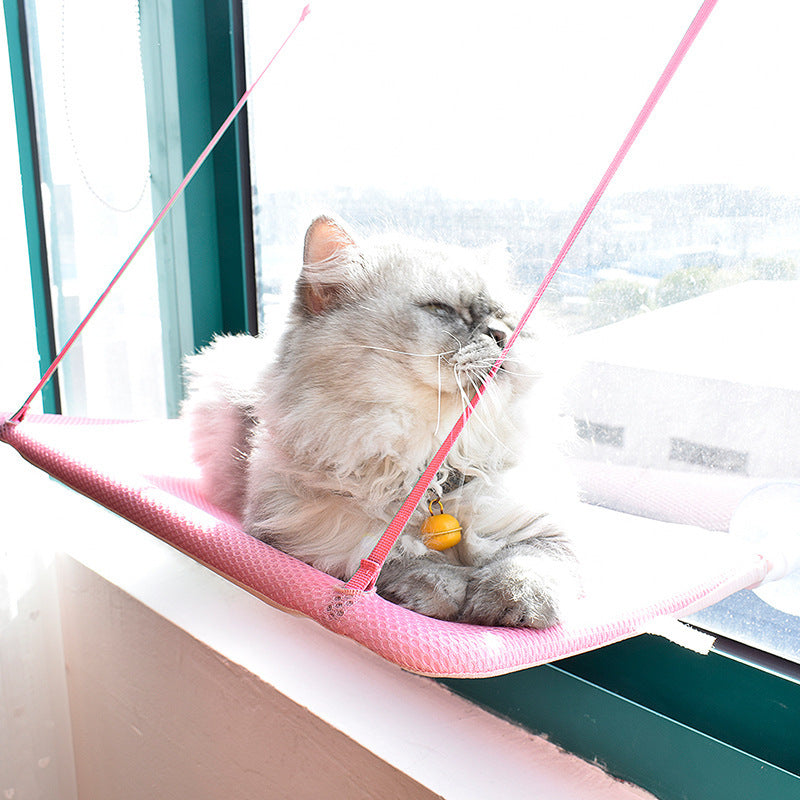 JMT-431690 Hanging Cat Hammock with Suction Cups - Breathable Cloth Design, Easy to Install, Removable & Washable, Supports Up to 46.8 kg