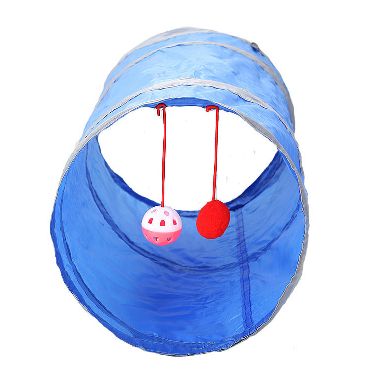 JMT-431818 Collapsible Cat Tunnel and Tent for Playful Kittens, Red/Blue Polyester Design, 50CM x 25CM