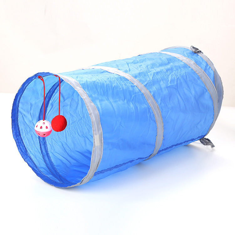 JMT-431818 Collapsible Cat Tunnel and Tent for Playful Kittens, Red/Blue Polyester Design, 50CM x 25CM