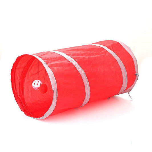 JMT-431818 Collapsible Cat Tunnel and Tent for Playful Kittens, Red/Blue Polyester Design, 50CM x 25CM