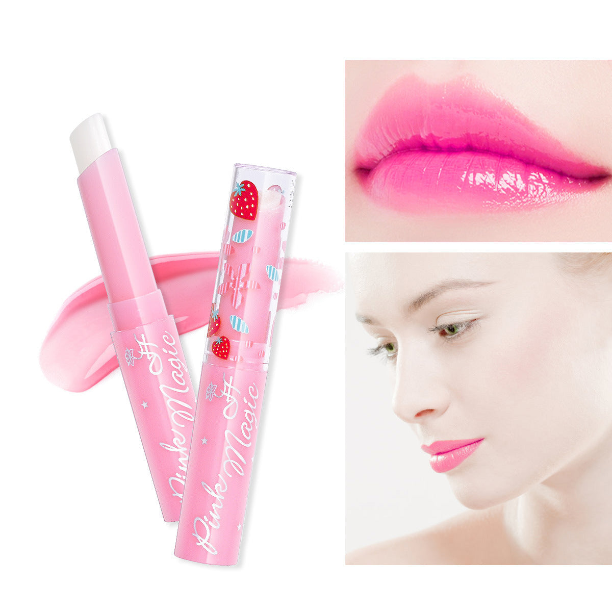 JMT-431946 Moisturizing Color-Changing Lipstick in Strawberry - Versatile 1.7g Lip Color
