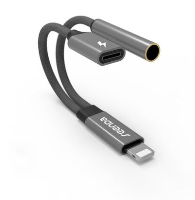 JMT-432010 Lightning to Dual Headphone Adapter with Charging and Control – Compatible with iPhone Models, 1m Length