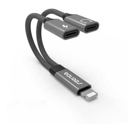 JMT-432010 Lightning to Dual Headphone Adapter with Charging and Control – Compatible with iPhone Models, 1m Length
