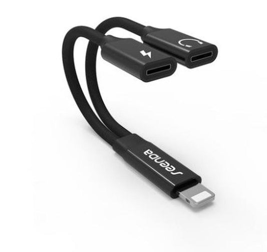 JMT-432010 Lightning to Dual Headphone Adapter with Charging and Control – Compatible with iPhone Models, 1m Length