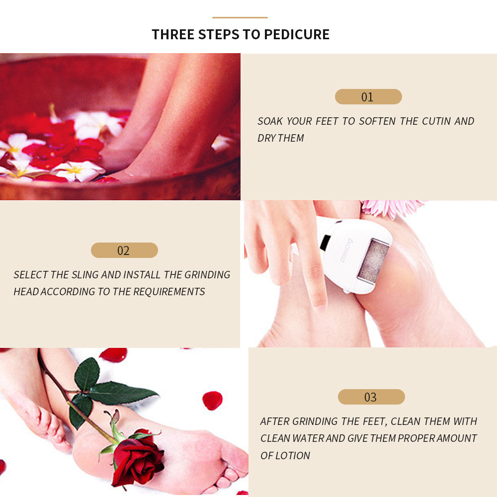 JMT-432074 Electric Rechargeable Callus Remover with Extra Coarse Roller Heads for Smooth Feet