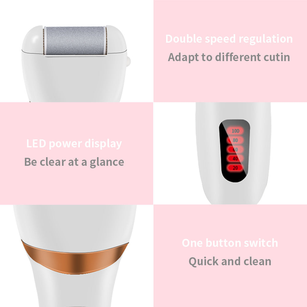 JMT-432074 Electric Rechargeable Callus Remover with Extra Coarse Roller Heads for Smooth Feet